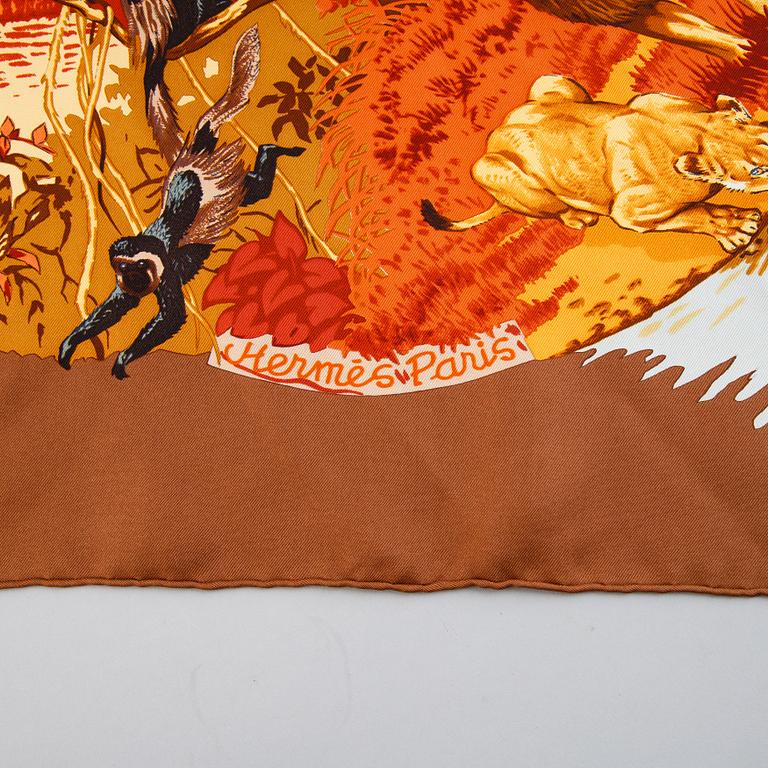 Hermès, an 'Africa' silk scarf.