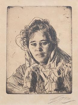 Anders Zorn, a signed etching from 1903.