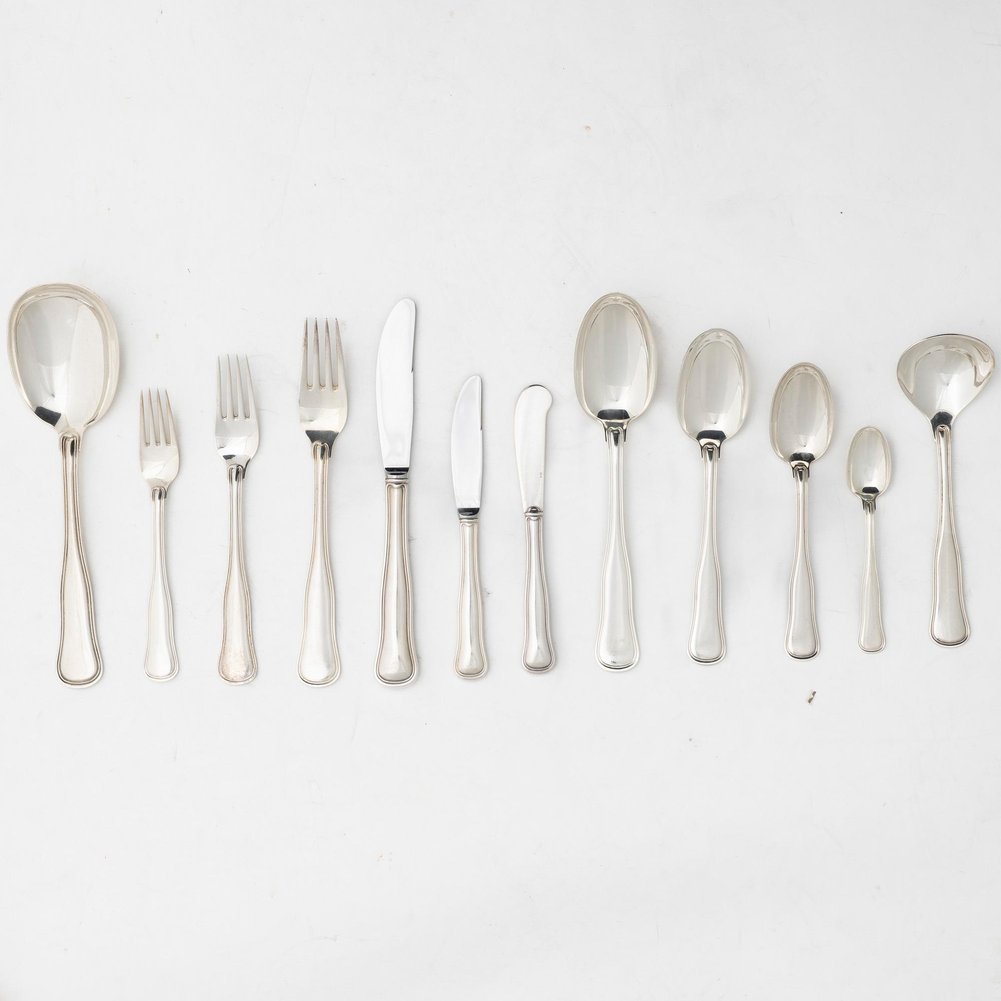 A Danish silver cutlery set, model 'Old Danish', Cohr, Swedish import mark (101 pieces).