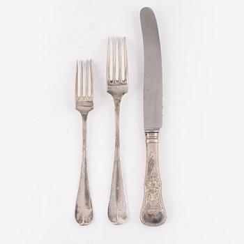 Cutlery, 4+4 forks, silver (6 knives alpaca enclosed), J.M Johansen and J. Tostrup, Norway, 20th century.