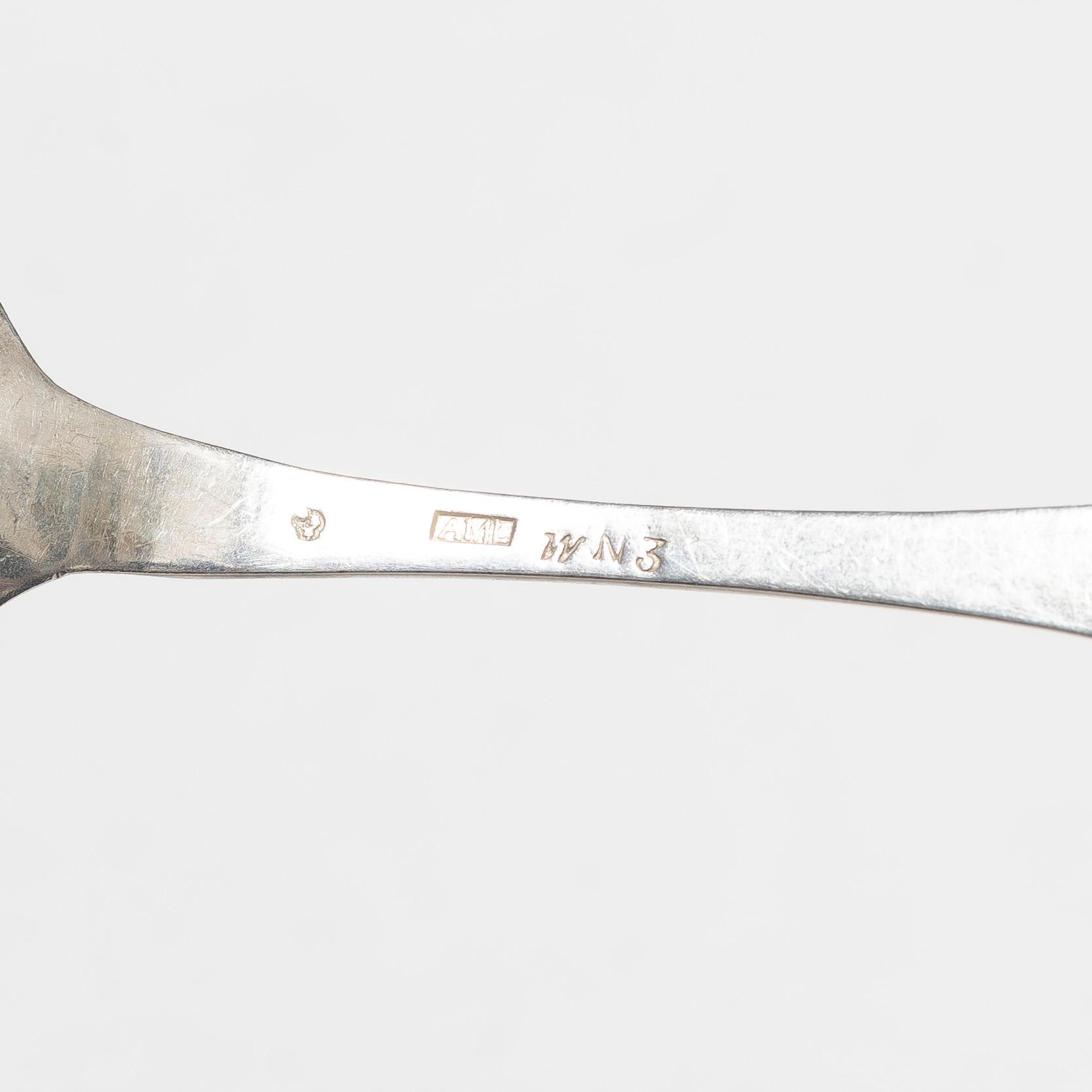 Matskedar, 5 st, silver, bl a Andreas Öhrman, Stockholm 1774, AG Herkepeus, Norrtälje 1866.