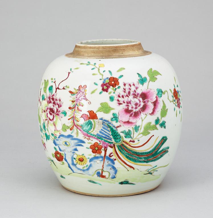 A famille rose Qianlong (1736-95) jar.