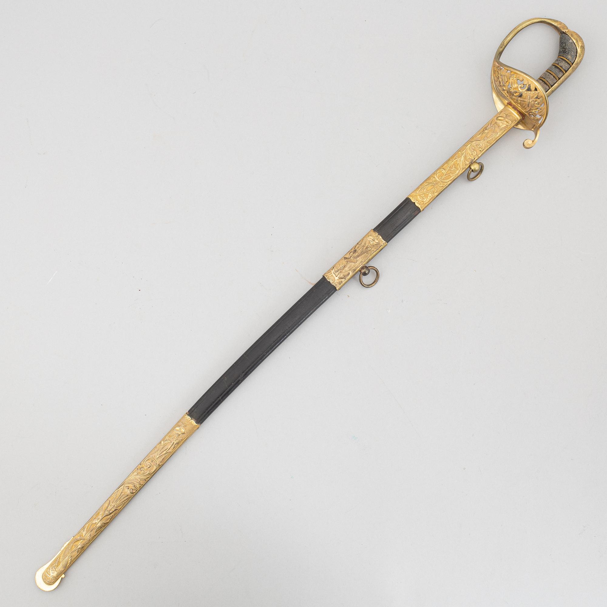 Saber, early 19th century, for an officer in the archipelago fleet (?), with scabbard.