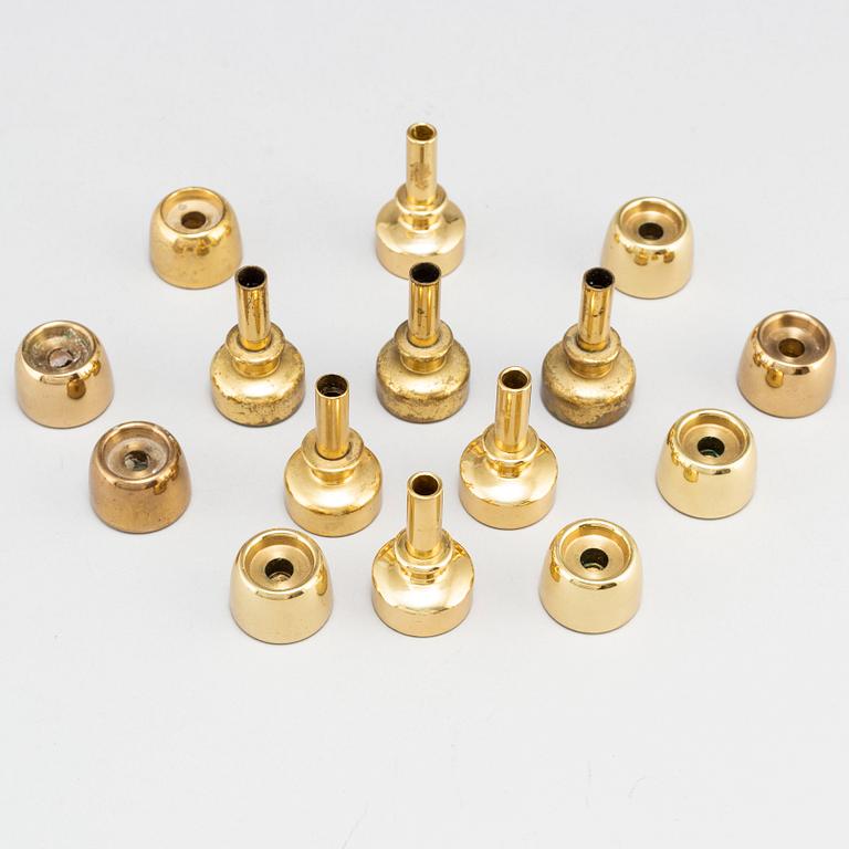 HANS-AGNE JAKOBSSON, 15 small brass candlesticks, Markaryd.