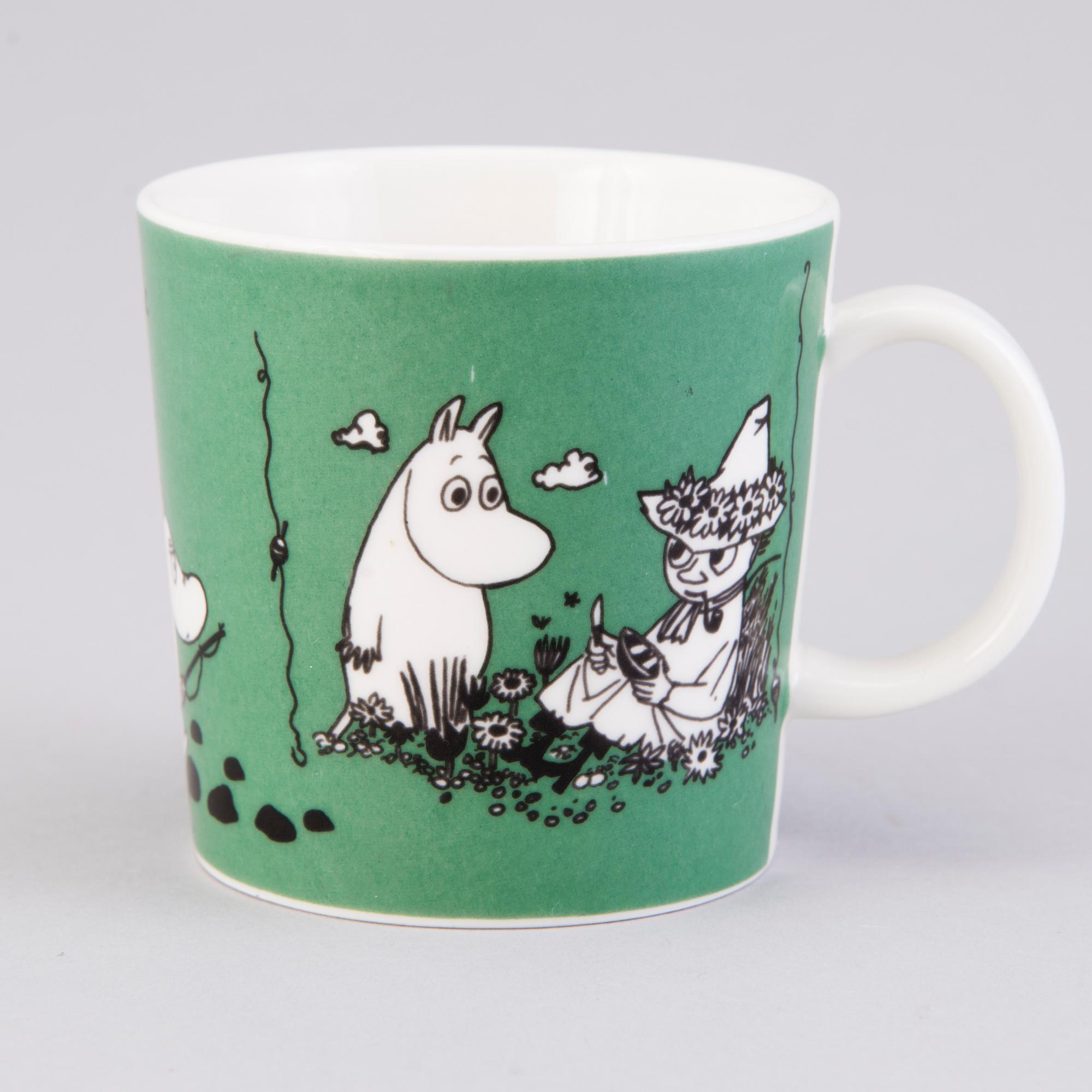MUMINMUGG, porslin, "Mugg mörkgrön",  Moomin Characters, Arabia 1991-1996.