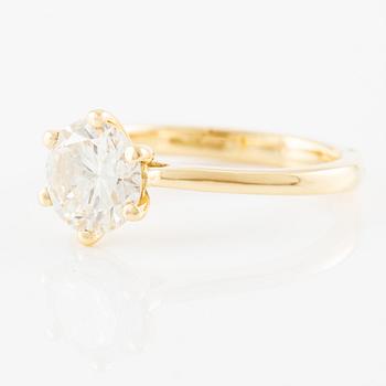 Ring, solitaire ring, 18K gold with brilliant-cut diamond.