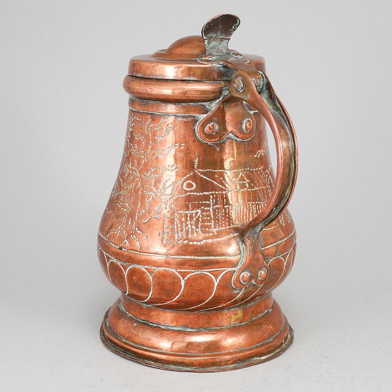 A copper tankard, probably Germany. Ca 1800.