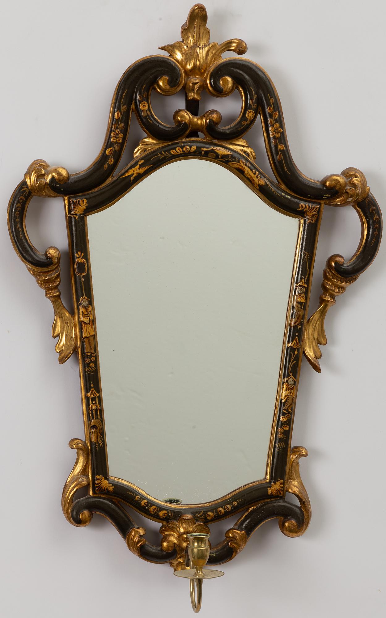 A pair of mirror sconces, Baroque style, 20th century.
