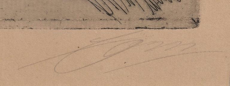 Anders Zorn, etsning, 1906, signerad.
