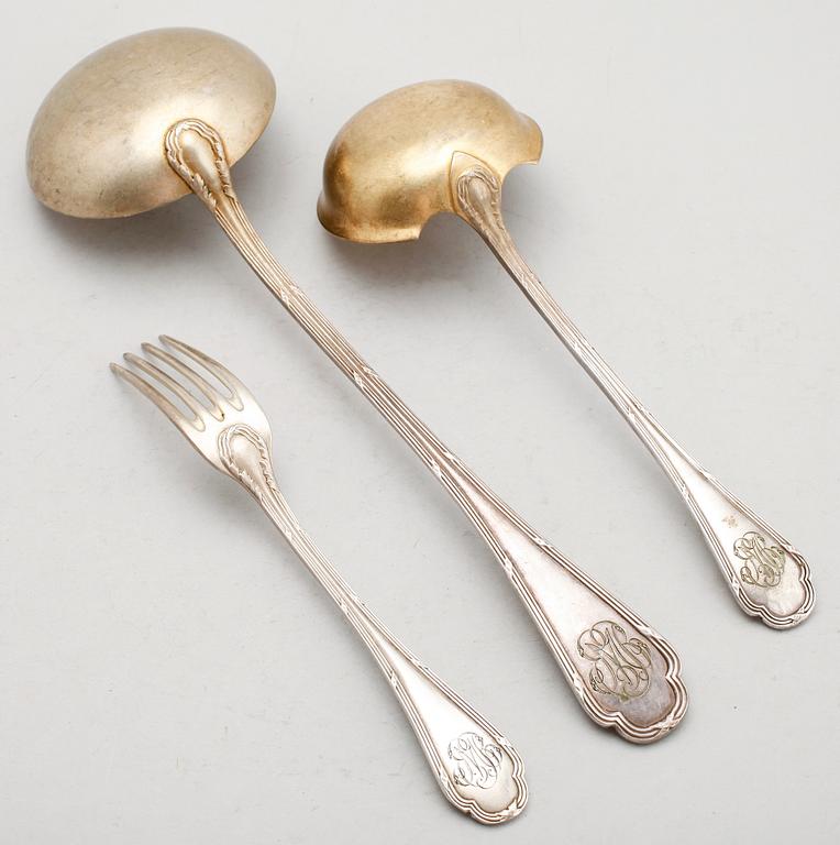 BESTICK, nysilver, Frankrike, bla Guyonneau Besancon, tidigt 1900-tal, handtag av horn.