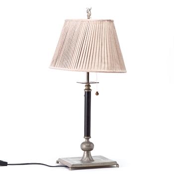 Nils Fougstedt, probably, a pewter table lamp by Svenskt Tenn, Stockholm 1928.