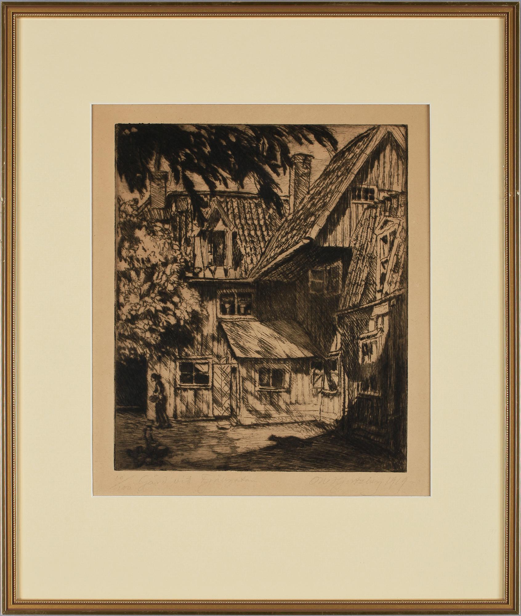 OLLE HJORTZBERG, etsningar, 3 st, sign, dat 1919 o numr.