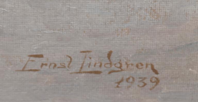 ERNST LINDGREN, olja på pannå, signerad.