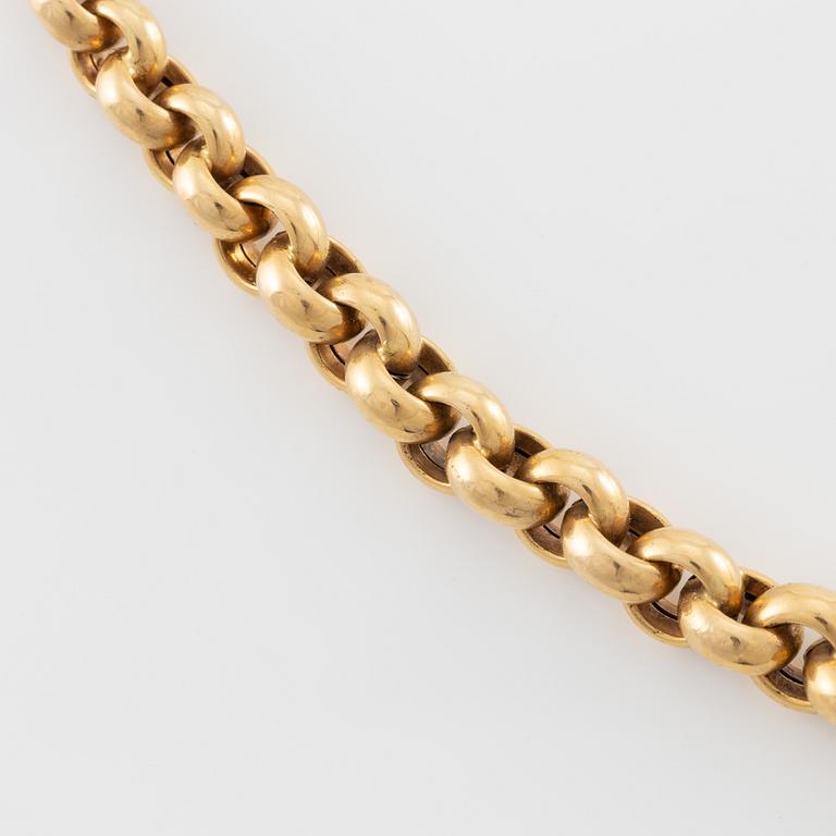 Necklace, 18K gold, graduated pea link.