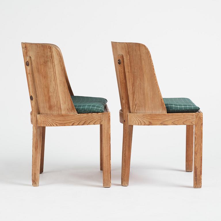 Axel Einar Hjorth, a pair of "Lovö" stained pine chairs, Nordiska Kompaniet, 1930s.