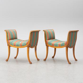 Stools, a pair of Empire style, 19th century.
