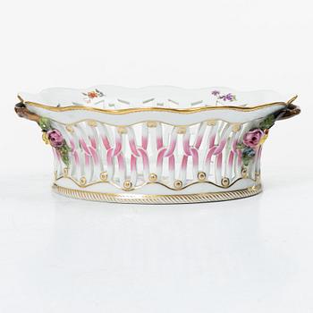 Royal Copenhagen, a lattice bowl and stand, 'Saxon Flower', Denmark, 1889-1922.