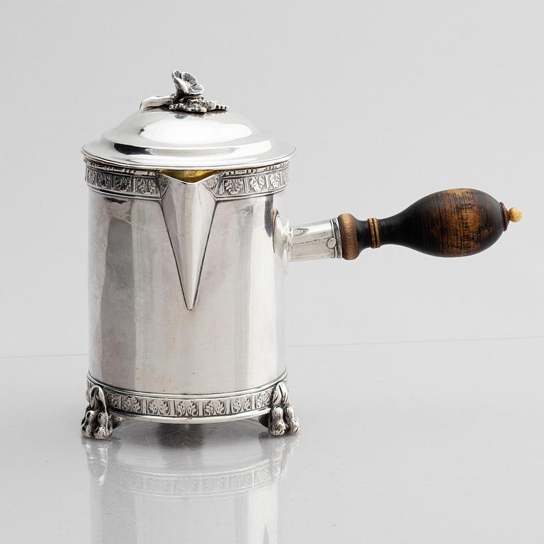 Pehr Zethelius, chokladkanna, silver, Stockholm 1789. Gustaviansk.