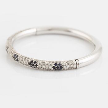 Sapphire and brilliant cut diamond bangle.