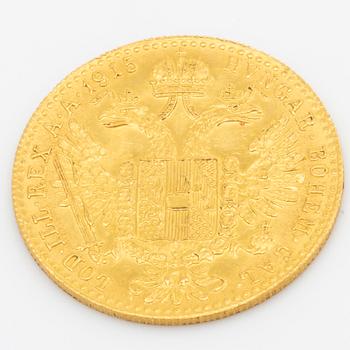 MYNT, 2st, 1 ducat guld, Franz Josef I Österrike-Ungern, 1915.