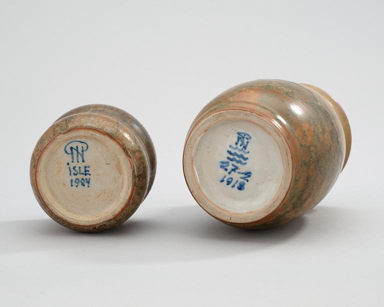 Two Patrick Nordström stoneware vases, Isle 1924 and Royal Copenhagen 1918.