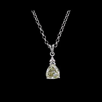 1048. A pear cut diamond, app. 3.01 cts, pendant.