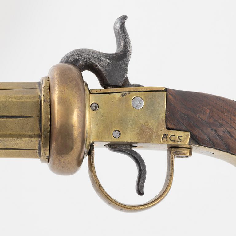 Slaglåsrevolver, signerad AGS (Anders Gustafsson 1835-1924 Ödesstugu).