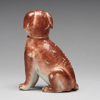 A Chinese porcelain figure of a pug dog, Qing dynasty, Qianlong (1736-95).