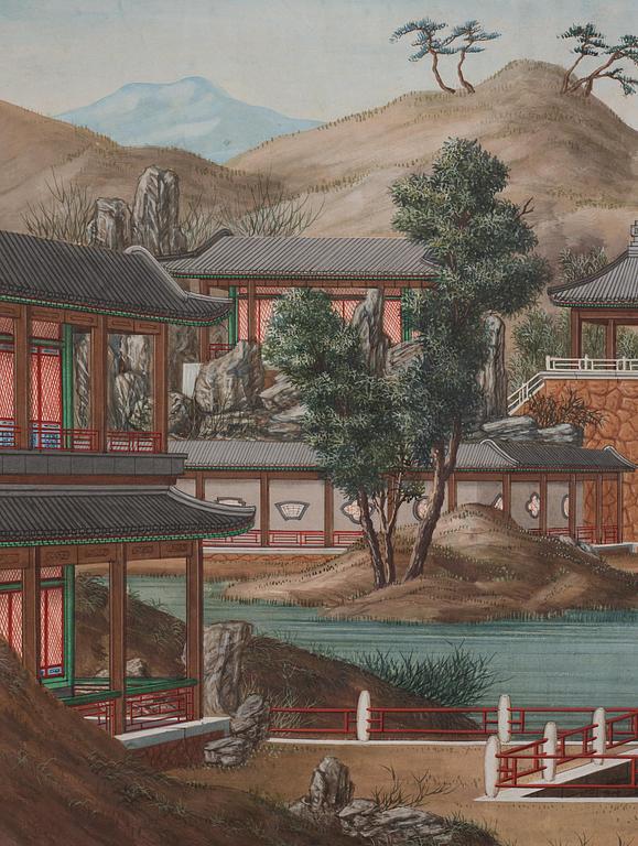 A group of five Chinese gouache paintings, Qing dynasty, late 18th century, by anonymous artist.