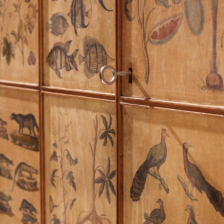 Josef Frank, a rare cabinet covered with prints depicting different animals and plants, Firma Svenskt Tenn, Sweden 1940s.