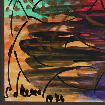 NELL WALDEN, mixed media on paper, signed and dated San Remo 1973.