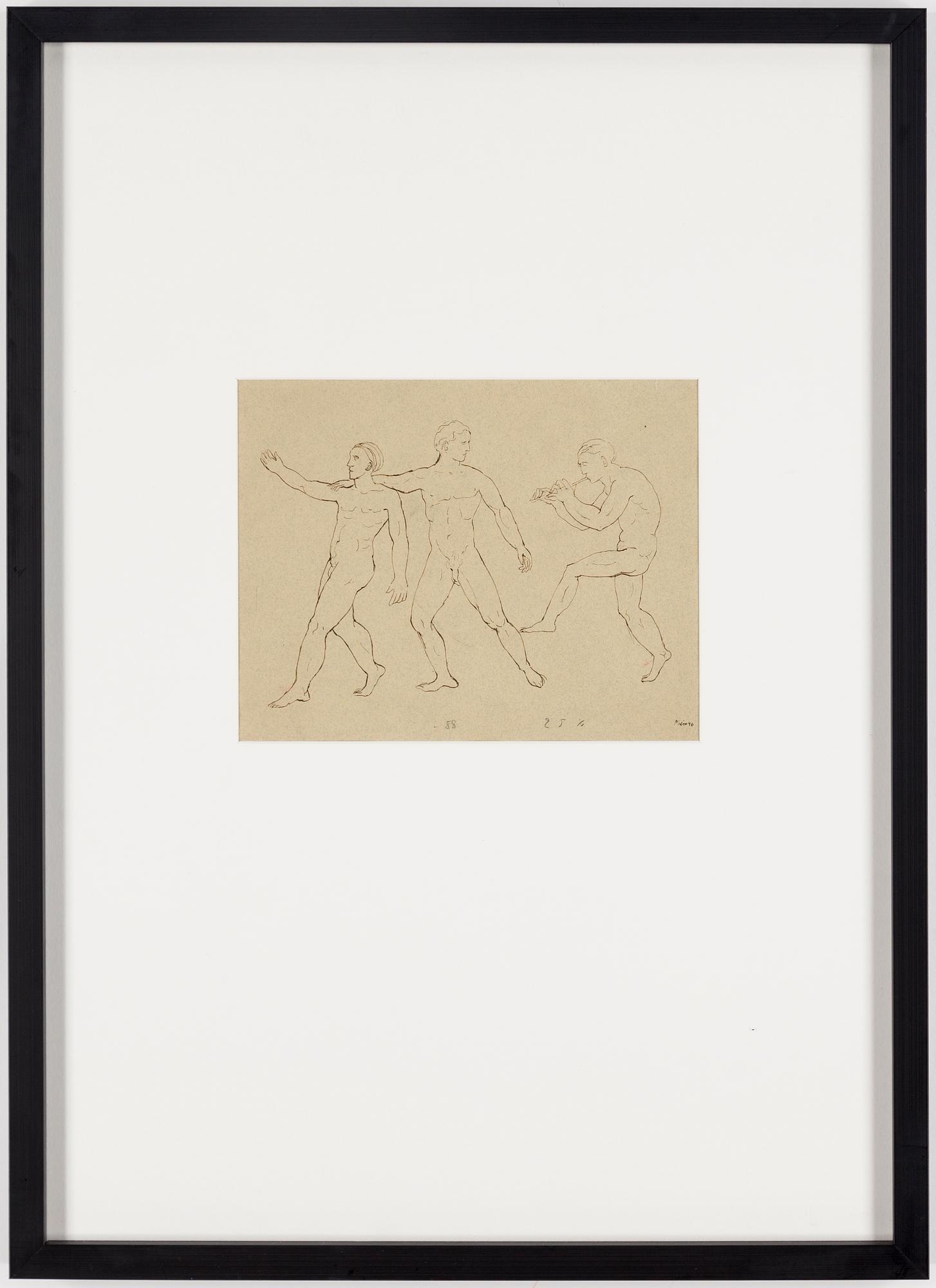 PETER WEISS, sepia on paper, signed and dated 46.