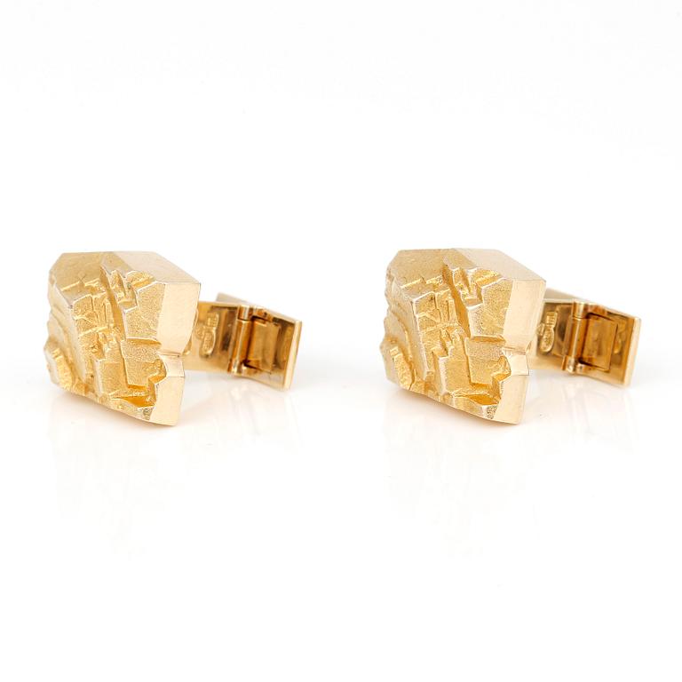 MANSCHETTKNAPPAR, ett par, 14k guld, Björn Weckström, Lapponia, 1970. Vikt ca 13,3 gram.