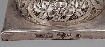 LJUSSTAKAR, ett par, silver, J A Goldman, Warszawa 1872.