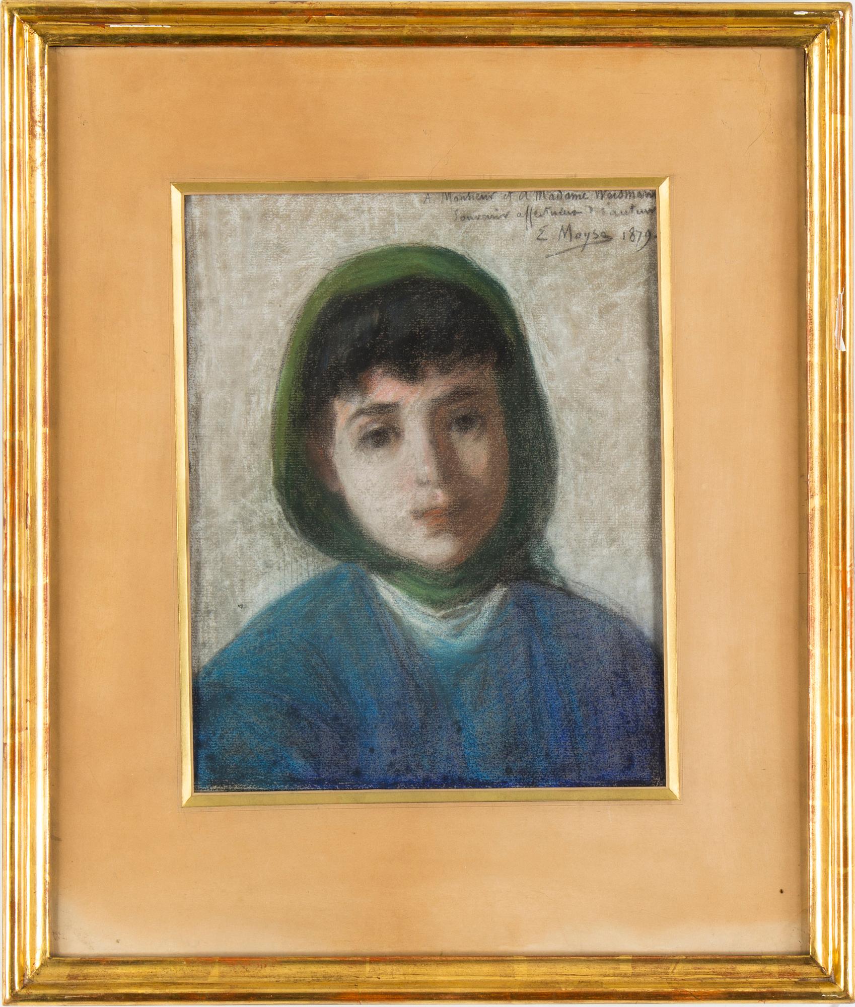 EDOUARD MOYSE, colour crayon on paper, signed and dated 1879.
