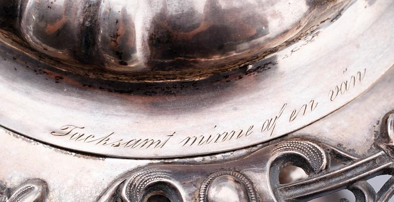 STRÖSOCKERSKÅL, silver, Gustaf Möllenborg, Stockholm 1856. Vikt ca 723 gram.