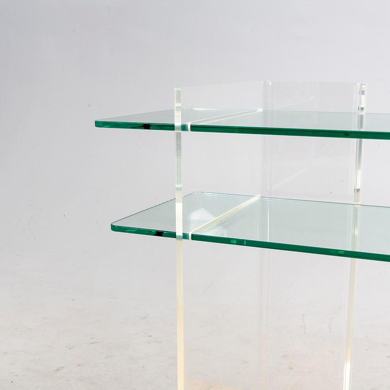 A late 20th century plexi and glass sideboard.