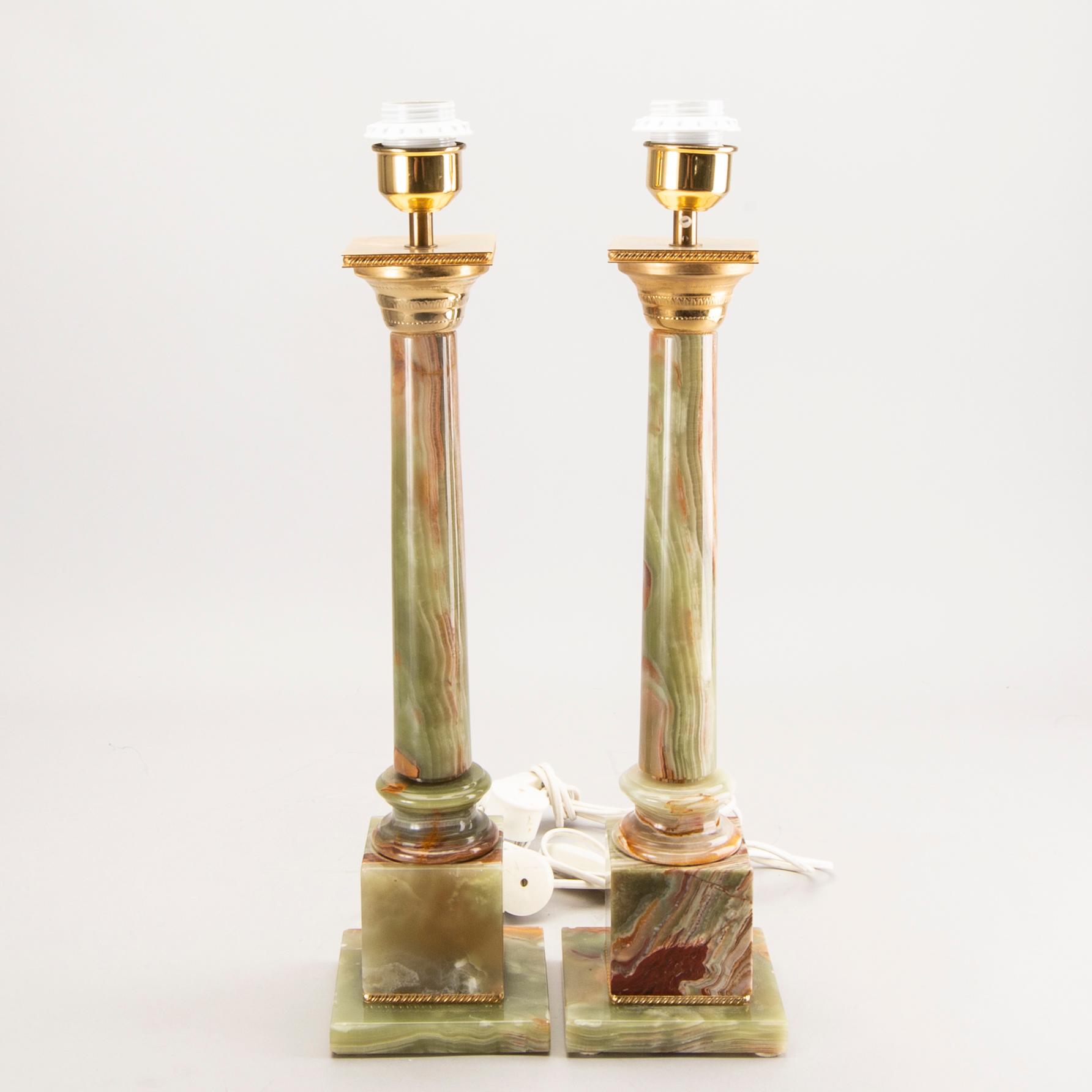 Table lamps, a pair, onyx, 70s.