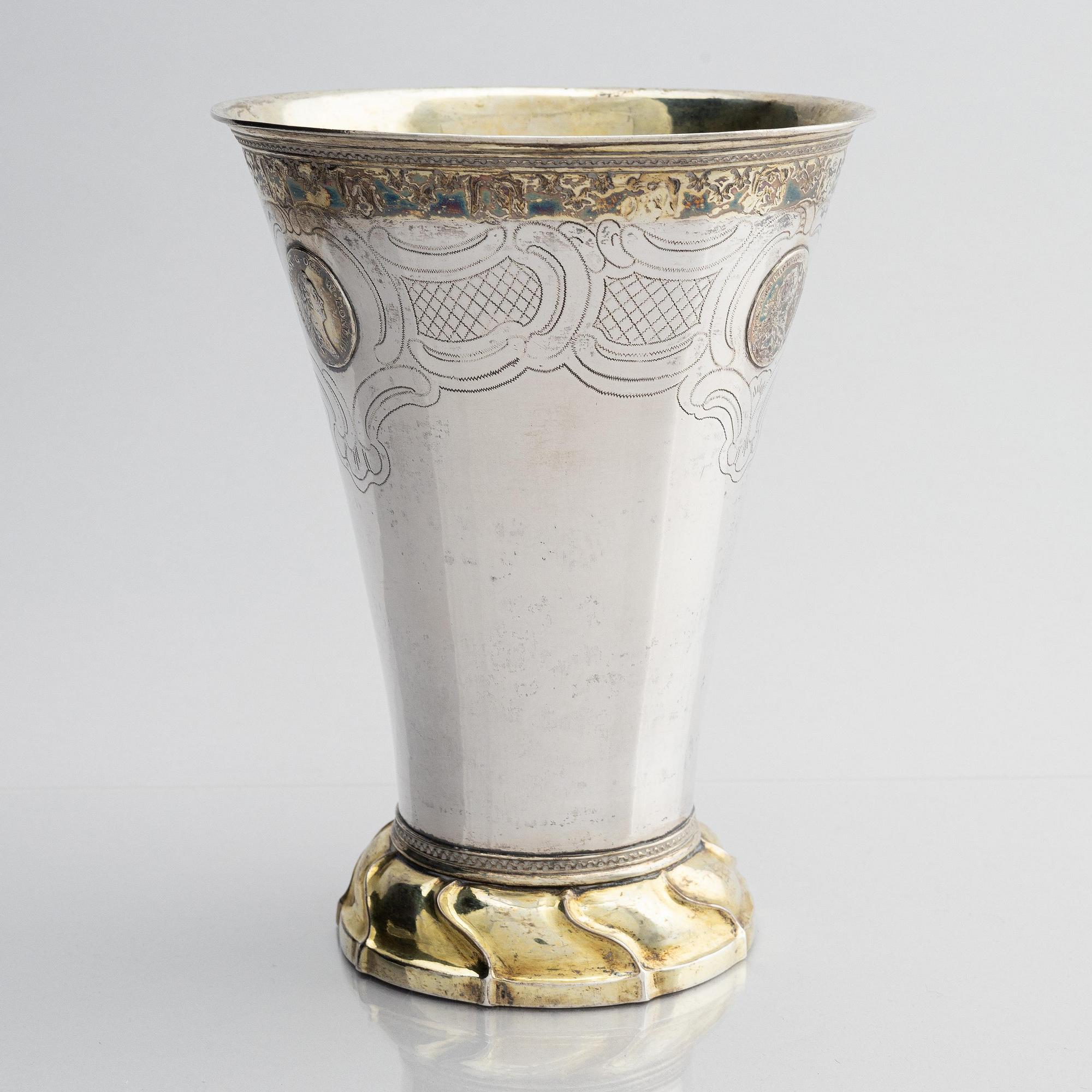 Simson Ryberg, bägare, delvis förgyllt silver, Stockholm 1779. Gustaviansk.