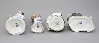 FIGURINER, 4 st, porslin, Royal Copenhagen.