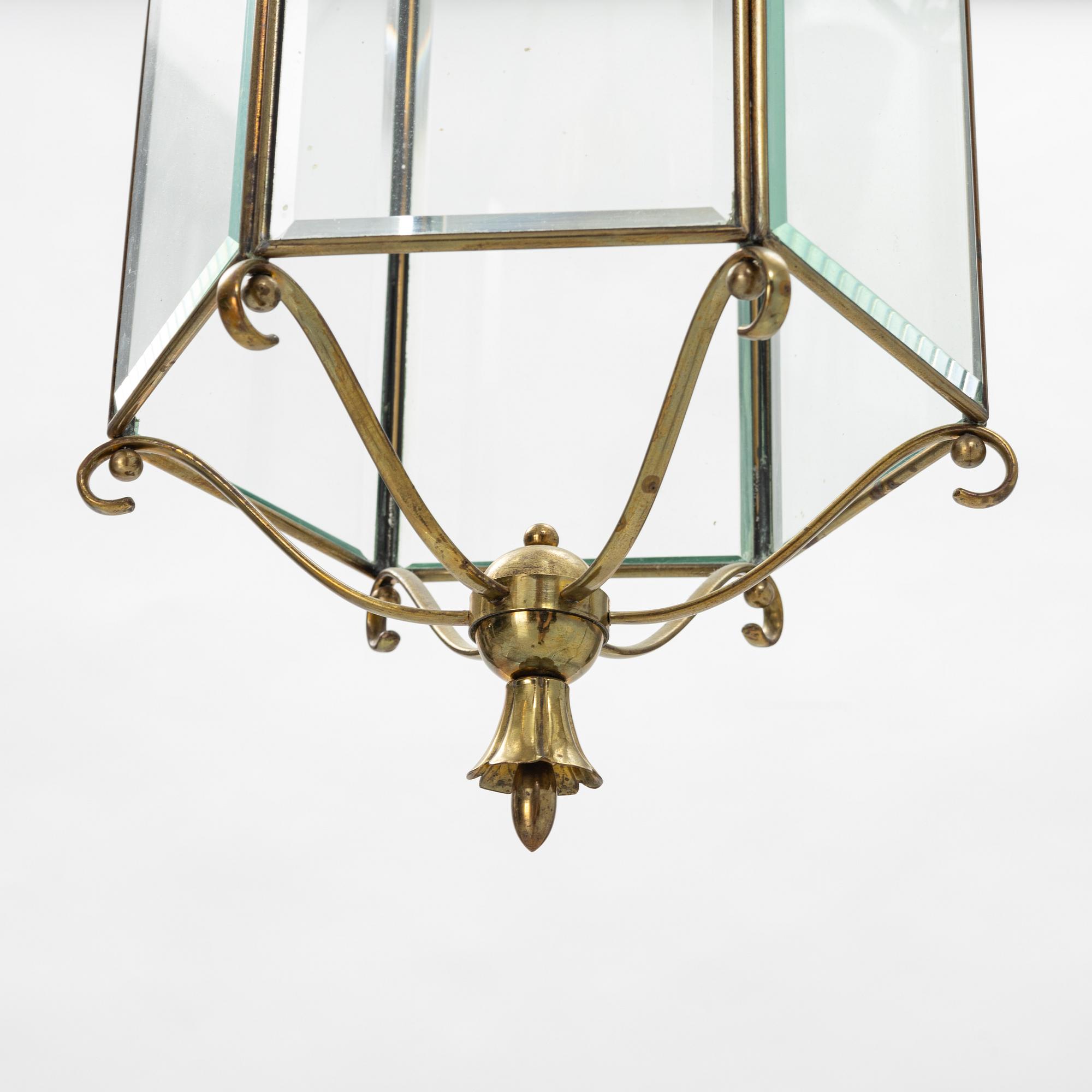Brass and glass table lamp, 1900's.