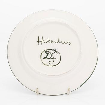 Dorrit von Fieandt, tallrik, porslin, "Hubertus" unik, signerad DF.