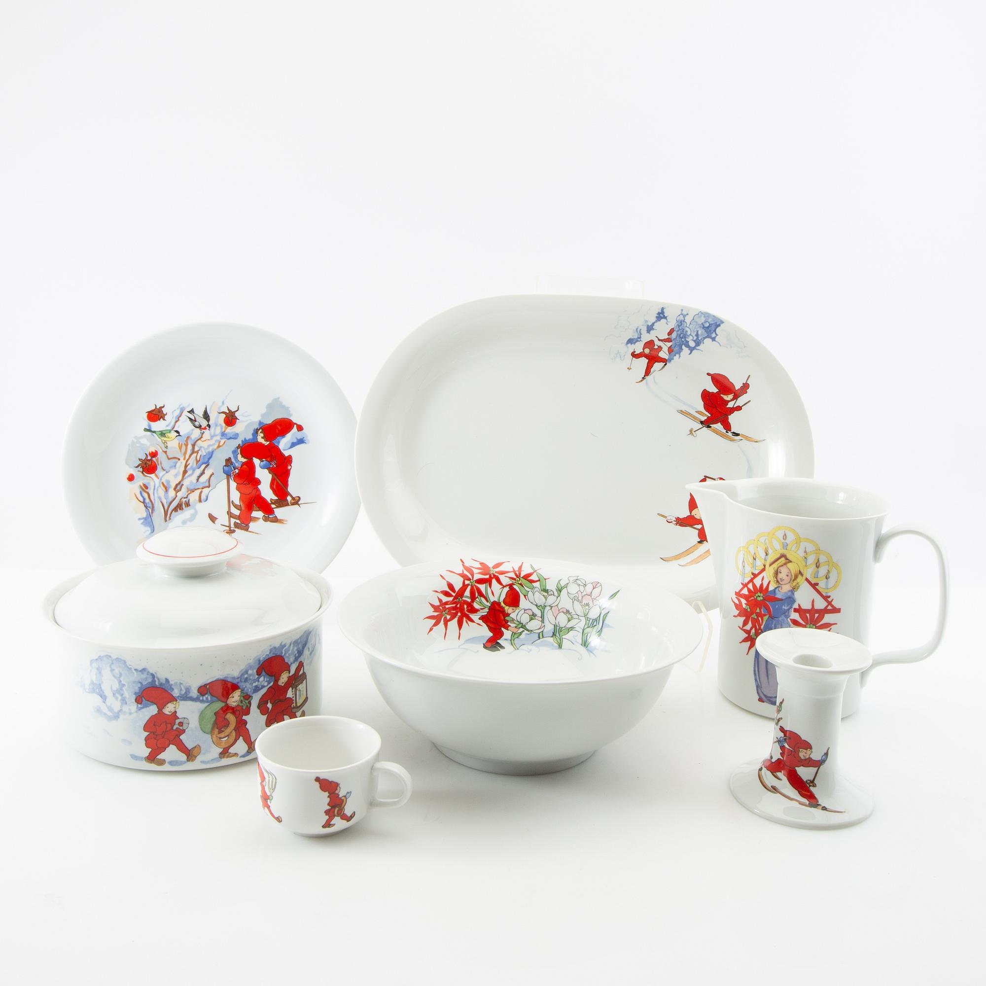 Aina Stenberg, service 27 pcs "Tomtejul", Rörstrand.