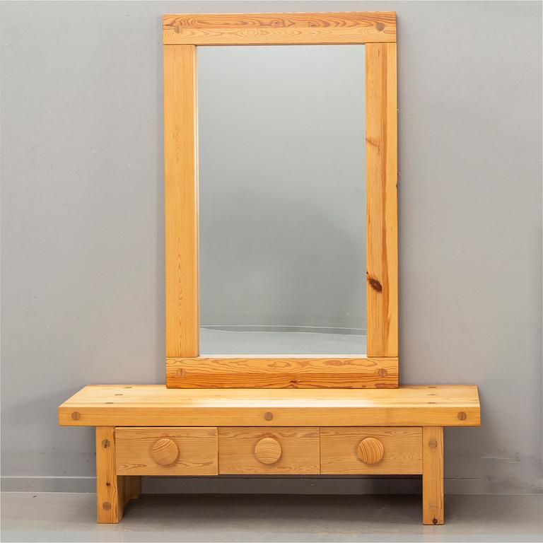 Hallmöbel, "Ruben", Nybrofabriken AB, mirror and chest of drawers, 1970s.