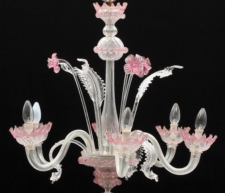 LJUSKRONA, glas, Venetiansk modell, 1900-tal. H 70.