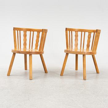 A pair of elm armchairs, 1930's/40's.