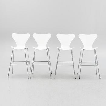 Arne Jacobsen, four 'Series 7' bar chairs, Fritz Hansen, Denmark, 2013.