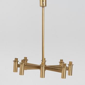 Hans-Agne Jakobsson, an eight-light brass ceiling light from Markaryd, Sweden.
