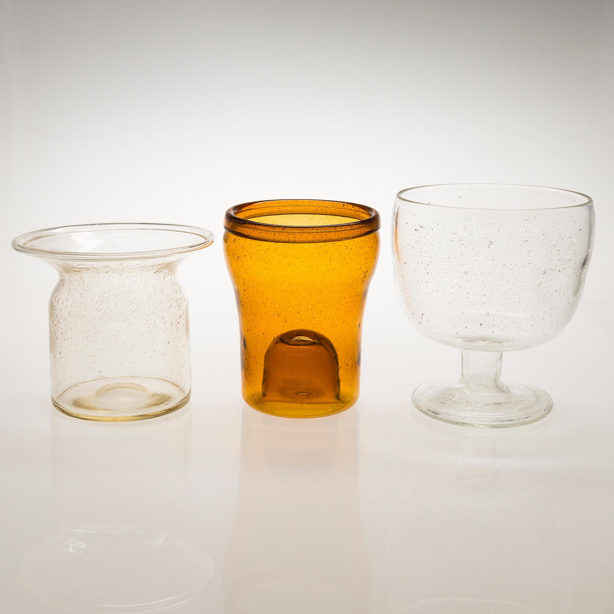 KAJ FRANCK, A set of five art glass objects "Sargasso", signed Nuutajarvi Notsjö.