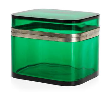 445. A Josef Frank green glass and pewter box by Svenskt Tenn.